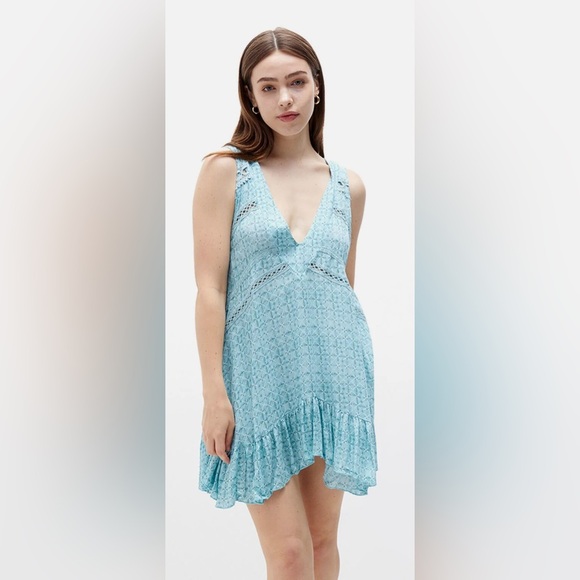 Free People Dresses & Skirts - NWT - Free People Let it Happen Mini Dress in Soft Blue Combo - Size M